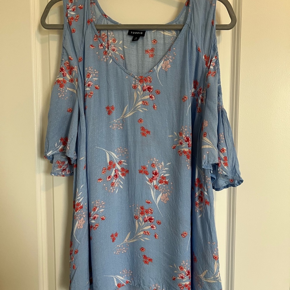 Torrid Blue Floral Cold Shoulder Top